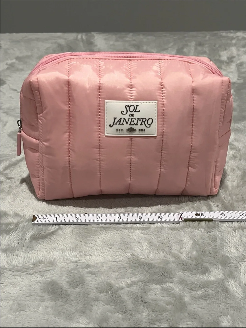 NWT Sol de Janeiro Pink Quilted Puffer Cosmetic Bag Limited Edition